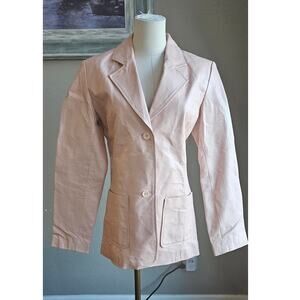 Vintage Metrostyle Women's Genuine Leather Office Blazer Jacket Size 8 Tall Pink